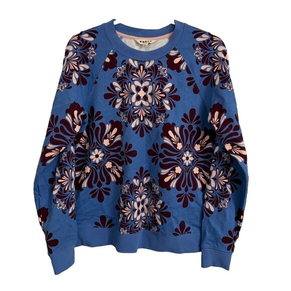 Boden Tops - Boden Sweatshirt Womens Medium Blue Rosa Printed Pullover Cotton Crewneck
